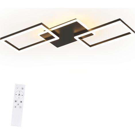 GBLY Lampada a LED a soffitto grande nera, 80cm, 63W. Dimmabile con telecomando, design moderno in metallo. Ideale per soggiorno, camera, cucina, ufficio.