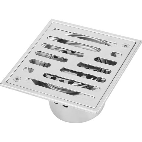 Bonde de sol carrée en acier inoxydable anti-odeurs pour salle de bain, grand diamètre (110 x 110 mm) (1/5)