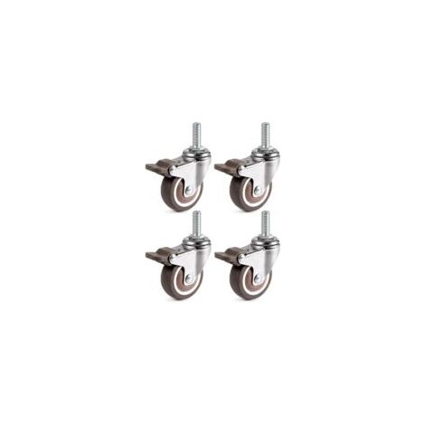 4 Ruote girevoli, 25 mm M6 x 15 mm Ruote per mobili con perno per carrelli - Crezuo (1/4)