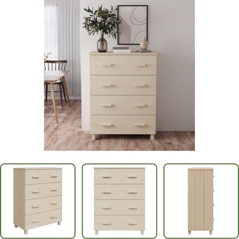 Schubladenschrank - Sideboard HAMAR Honigbraun 79x40x103,5 cm Massivholz Kiefer (1/5)