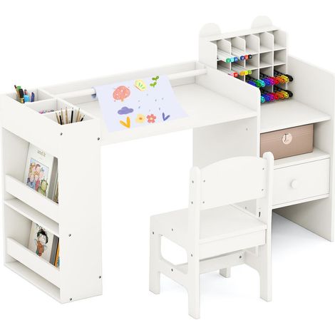 Rouleau papier 16,4 ft, set table et chaise enfant avec rangements, pour dessin, bricolage et lecture (1/5)