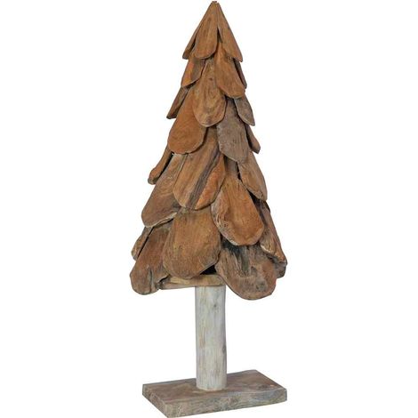 Árbol de Navidad con soporte Marrón 91 cm Madera de teca maciza vidaXL