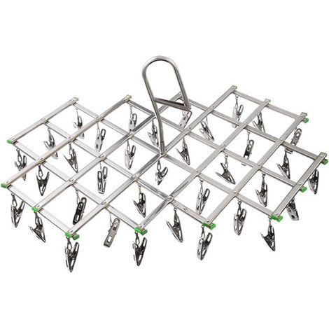 Étendoirs en Acier Inoxydable avec 35 Pinces à Linge pour Chaussettes, Shorts, sous-Vêtements et Vêtements de Bébé (1/4)