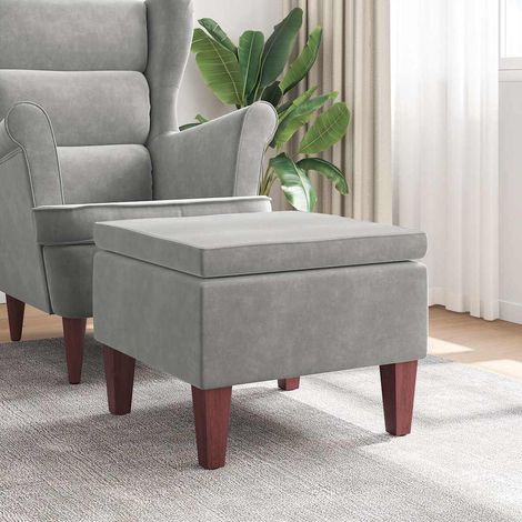 vidaXL Taburete con patas de madera terciopelo gris claro (1/5)
