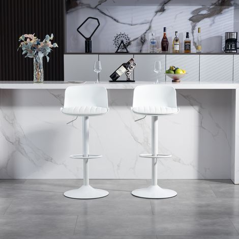 Chaise de bar pivotante réglable métal blanc OKMYHOME (1/5)