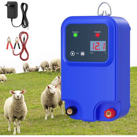 Appareil de clôture de pâturage avec écran LCD, appareil de clôture électrique pour 10 km pour repousser les animaux sauvages, puissance de sortie 1,5 joule, 10,5 kV, 12 V, pour répulser les (1/5)