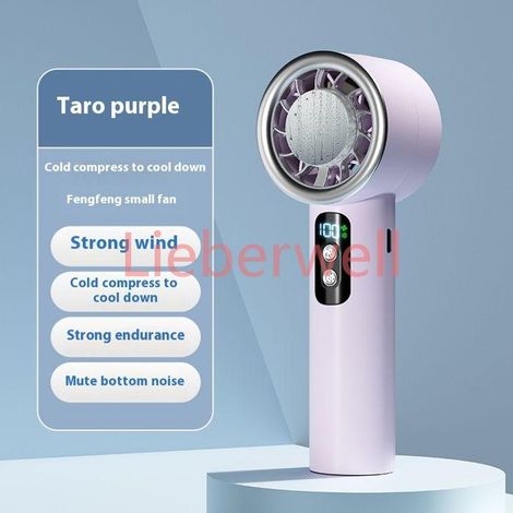 Ventilateur turbo portatif d'été à compression de glace, 3 vitesses de vent réglables, mini ventilateur personnel à piles , VIOLET (1/5)