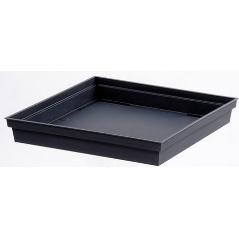 EDA – Soucoupe carrée 32 cm en polypropylène – Couleur anthracite – Fabrication française – Pour usage intérieur et extérieur