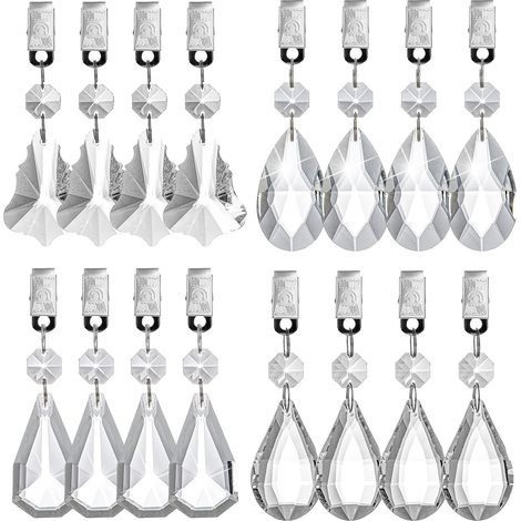 Paquete de 16 pesas para manteles, colgante de cristal para mantel con clips de metal, ganchos de cristal resistentes para manteles. (1/5)