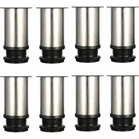 Piedini regolabili per mobili, set da 8, in metallo cromato – altezza regolabile da 80 a 95 mm (1/5)