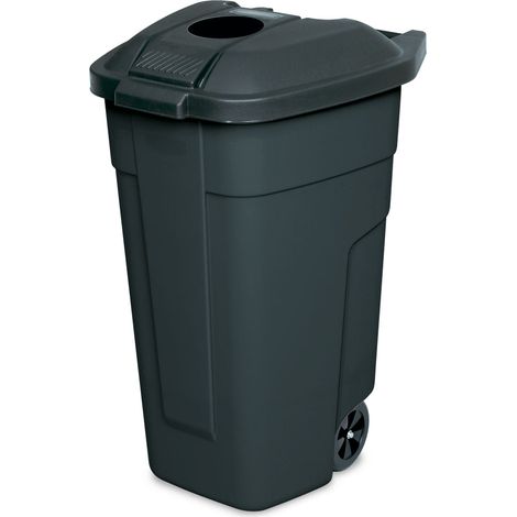 BRB 100 Liter Abfall-Tonne mit Einwurföffnung im Deckel, BxTxH 510x550x850 mm (schwarz/schwarz) (1/2)