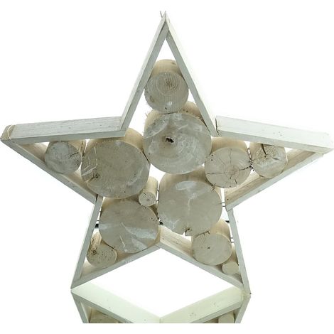 Kaemingk Weihnachtsstern Natur geweißt Ø 38 cm - Paulownia Holz