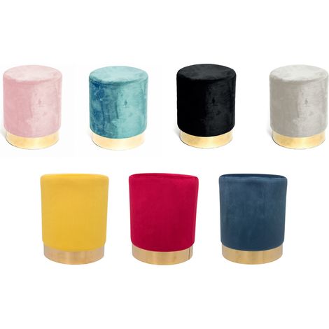Pouf Salotto/Camera Rotondo Imbottito Modello Cilindro Velvet In Tinta Unita, misuraPoufcolorePetrolio (1/5)