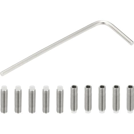 Vis Sans Tête M3x12mm Pointe en Nylon, 10Pcs Boulon à Tête Creuse Hexagonale Métrique en Acier Inoxydable 304, Anti-Dérapant, Entraînement Hexagonal Interne Avec Clé à Molette (1/5)