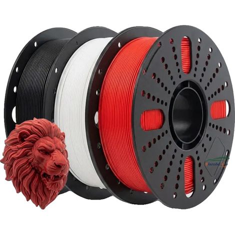 Filamento per stampa 3D, materiale PETG, diametro 1,75 mm, 1 BK 1 WT 1 RD (1/2)
