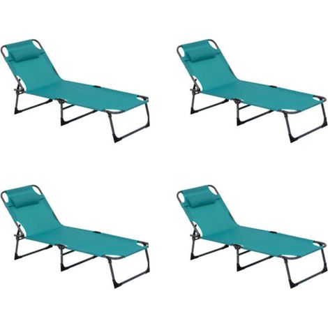 Lot de 4 Bains de Soleil "Kalio" 172cm Vert Émeraude (1/2)