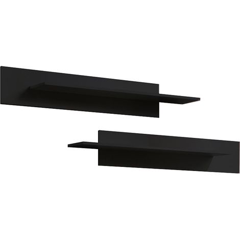 Set da 2 Mensole da Muro  Pensili  Espositori  Ripiano Sospeso a Parete  Mensole da Parete  100x20x20cm  Modelo Luke  Nero Finitura Opaca