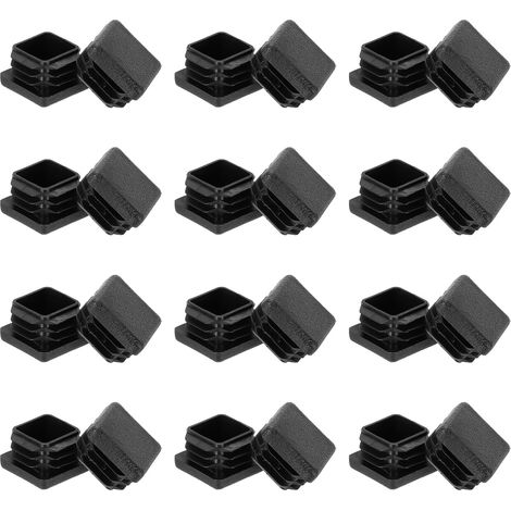 PATIKIL Lot de 25 bouchons carrés en plastique de 2,5 cm, capuchons d'extrémité pour tubes carrés en métal, meubles, chaise, clôture, poteau de tuyau, noir (1/5)