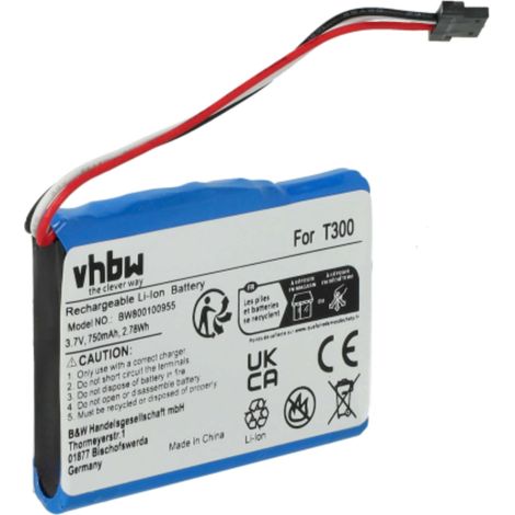 vhbw 1x Battery Replacement for Navman T300 for GPS Navigation System Sat Nav (750mAh, 3.7 V, Li-Ion)
