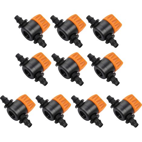 10 Stück Tropfbewässerungs-Umschaltventil, 4/7-Rohr-Absperrschieber, Bewässerungsarmaturen, 3 Stilteile (1/5)
