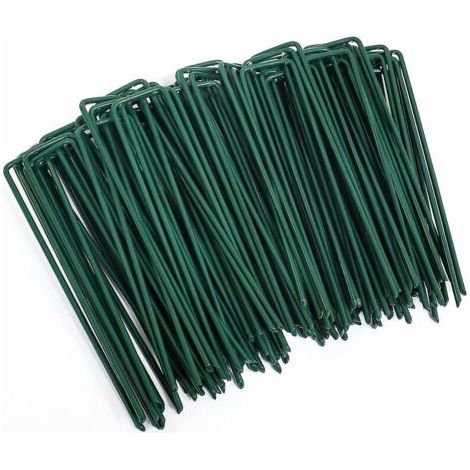 Alovez - Piquets de Jardin 30 pcs,Piquets de Fixation en Acier pour Jardin Toiles de Paillages et de Jardinage Grillage,Galvanisé Antirouille à Chaud Agrafes en Forme de U(150 mm de Long 3mm largeur (1/5)