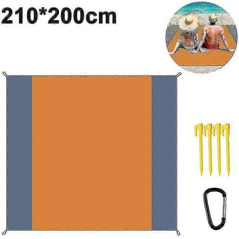 Couverture de plage anti-sable, très grande couverture de pique-nique extérieure imperméable et légère, idéale pour 4 à 7 adultes, pour les voyages, les fêtes et le sport. (1/4)