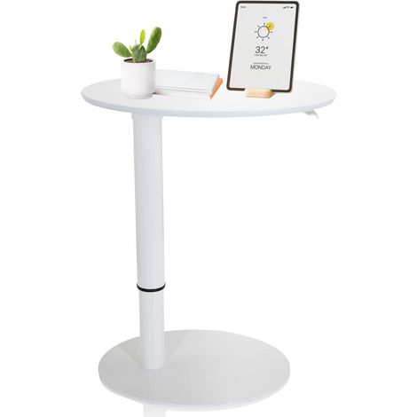 Table Haute réglable en Hauteur Stand III Blanc Table d'appoint pupitre avec vérin à gaz, Hauteur jusqu'à 104,5 cm (1/5)