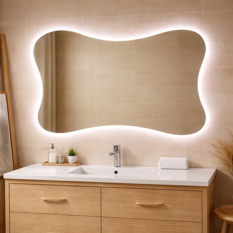 Badspiegel Mit Sonderform Und Led Beleuchtung 120X 90