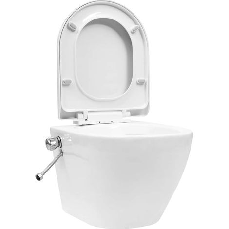 Toilette murale sans bord à fonction de bidet Céramique Blanc