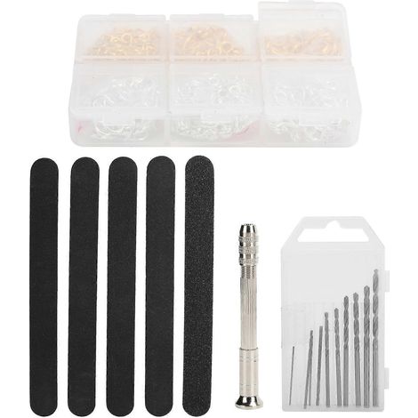 Ensemble de forets à main avec étau et vis à œillet, accessoires pour la fabrication de bijoux et pendentifs, et autres accessoires pour loisirs créatifs. (1/5)