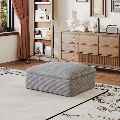 Divano modulare, design componibile, supporto in sola schiuma, tessuto morbido grigio (1/5)