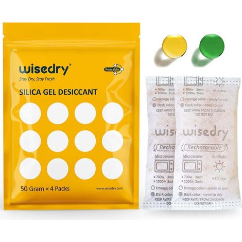 Sachets de gel de silice déshydratant orange 50g x 4, indicateur d'humidité, réutilisable (1/5)