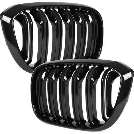 BMW X4 G02 2018- griglie tra i fari (reni) sinistra + destra set NERO LUCIDO DOPPIA BARRA