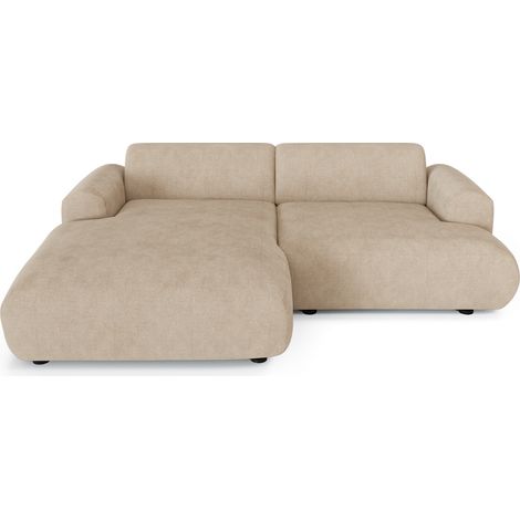 Canapé d'angle gauche 4 places en velours côtelé beige MYRA (1/5)