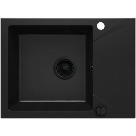 Lavello cucina in granito con 1 vasca e gocciolatoio 59x44 cm nero - Kalo