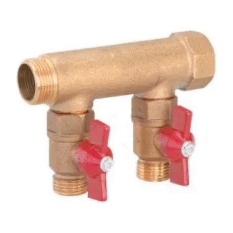 Riquier – Collecteur modulaire sanitaire avec vanne – 2 départs – Entrée M20x27 – Sortie M15x21 – Entraînement pour espaces confinés