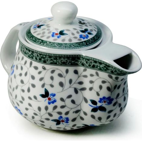 Théière 500 ml en porcelaine bleue et blanche avec infuseur en acier inoxydable pour thé classique (1/5)