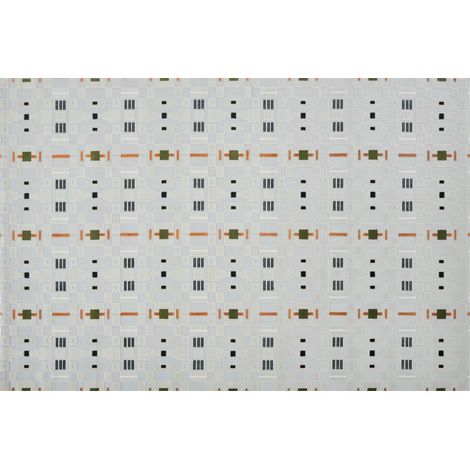 Tapis écru à motifs géométriques verts et orange 160 x 230 cm