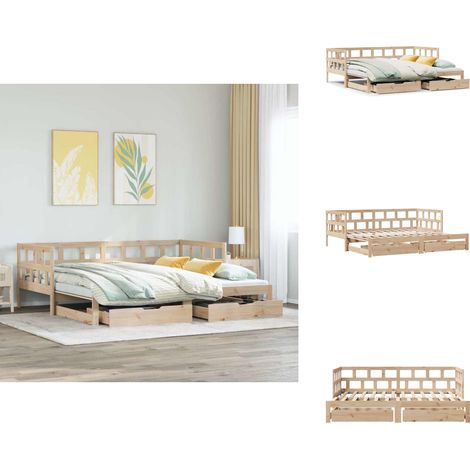 Lit de jour avec gigogne et tiroirs sans matelas 80x200 cm - Lit De Jour Avec Lit Gigogne - Lits De Jour Avec Lits Gigognes - Canapé-lit - Lit De Jour
