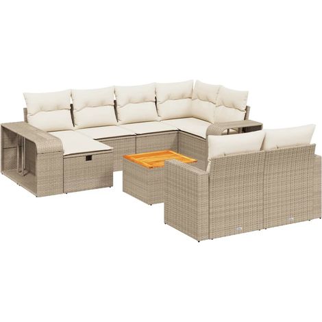 Maison Exclusive - Set de sofás de jardín 11pzas con cojines ratá (1/4)
