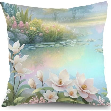 Taie d'oreiller plantes fleurs vintage, décoration intérieure,45×45cm (1/5)