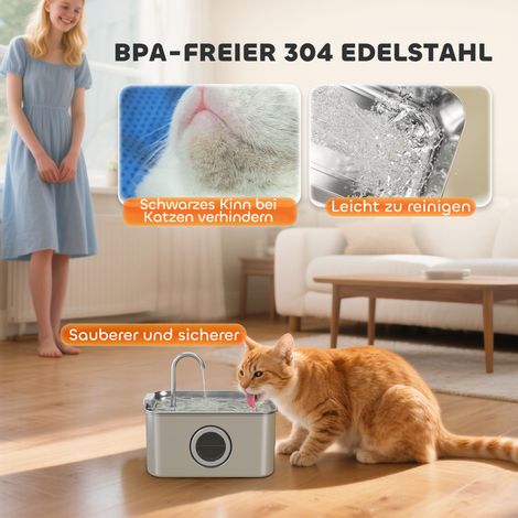 Fontaine à boisson pour chat 3,2 L avec pompe ultra-silencieuse et filtre au charbon actif (1/4)