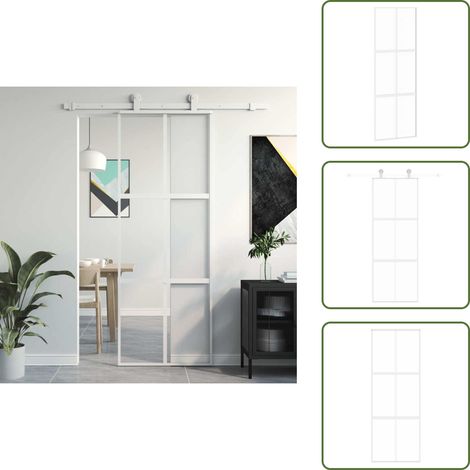 Puerta corredera blanca - vidaXL Puerta corredera vidrio templado y aluminio blanca 76x205 cm - Puerta corredera transparente