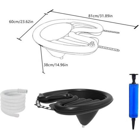 LaBlanc - Lavabo gonflable portable en PVC pour laver les cheveux - pour femmes enceintes handicapées, enfants, personnes âgées au lit et à la maison - noir (1/5)