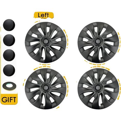 4PCS Bouchon de moyeu pour Tesla Model 3, taille 18 pouces, design symétrique (1/2)