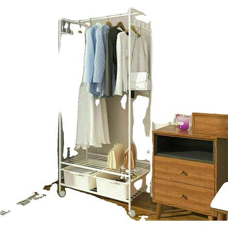 Organisateur de placard, métal robuste, design mobile, BLANC (1/5)