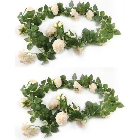 Guirlande De Fleurs Artificielles - Vigne En Raphia Synthétique Pour Décoration Intérieure Et Mariage - 2 Pièces (1/5)