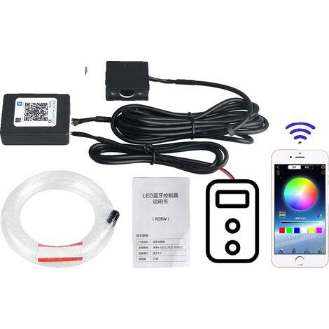 Kit de techo de fibra óptica, luz RGBW, control remoto, 1-300 piezas x 0,5 x 2 m (1/2)
