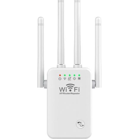 Drahtloser WiFi-Repeater, 4 Antennen, 2,4 G WiFi, 300 M, Extender, Signalverstärker mit großer Reichweite, Weiß (1/4)