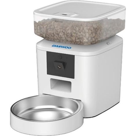 Daewoo - D-QQ039-2L Comedero y bebedero para perros y gatos, acrilonitrilo butadieno estireno (ABS), acero inoxidable, blanco